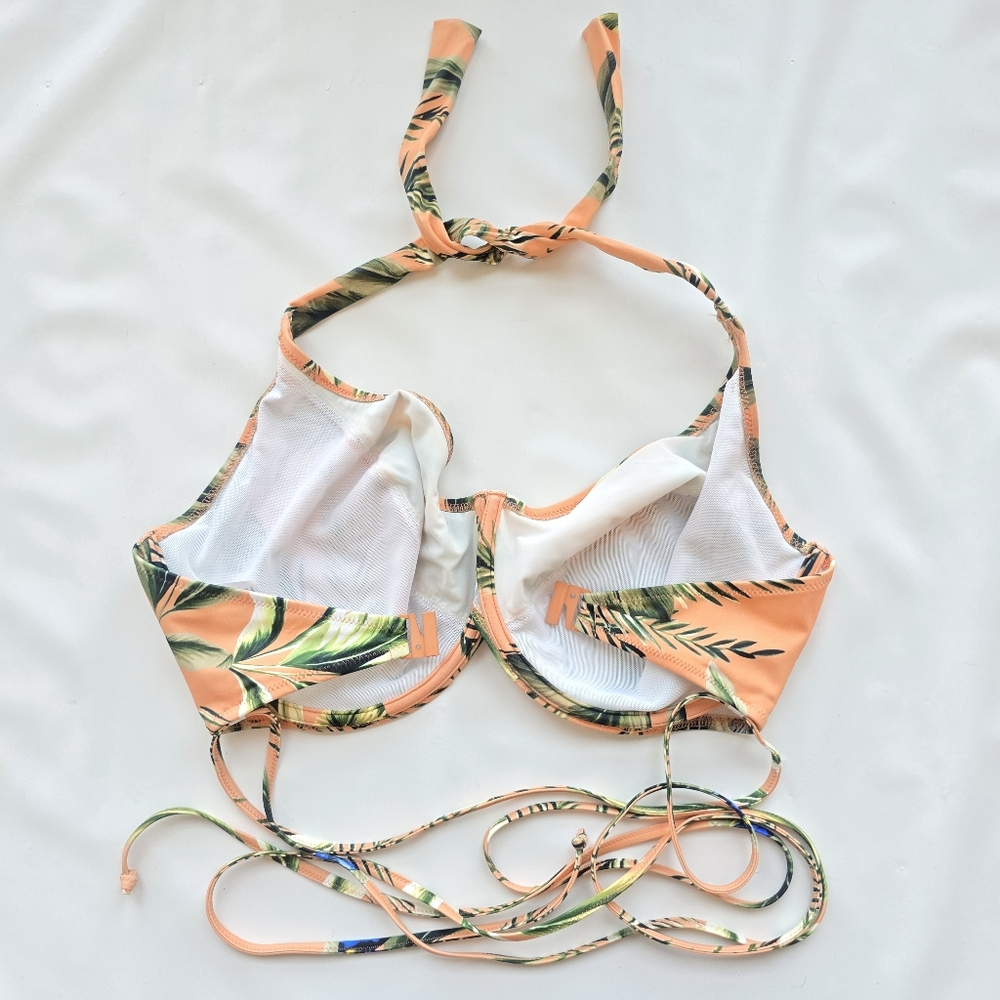 Freya Tropical Print Halter Bikini Top Birds In Paradise Full Figure Bust 34K - Picture 9 of 12